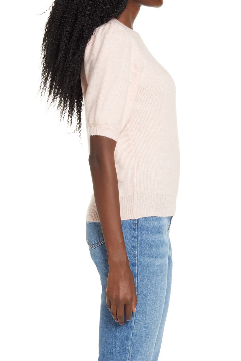 Lefile Puff Short Sleeve Ribbed Sweater, Alternate, color, CHINTZ ROSE