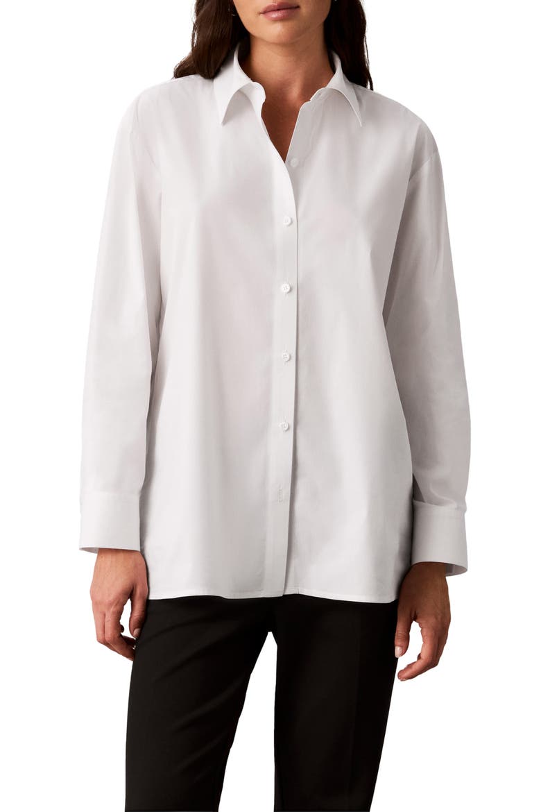 Solid Poplin Straight Hem Shirt, Main, color, PHOTO WHITE