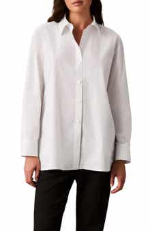 Solid Poplin Straight Hem Shirt