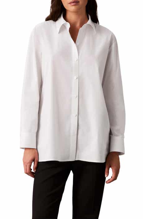 Solid Poplin Straight Hem Shirt