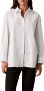 Calvin Klein Solid Poplin Straight Hem Shirt
