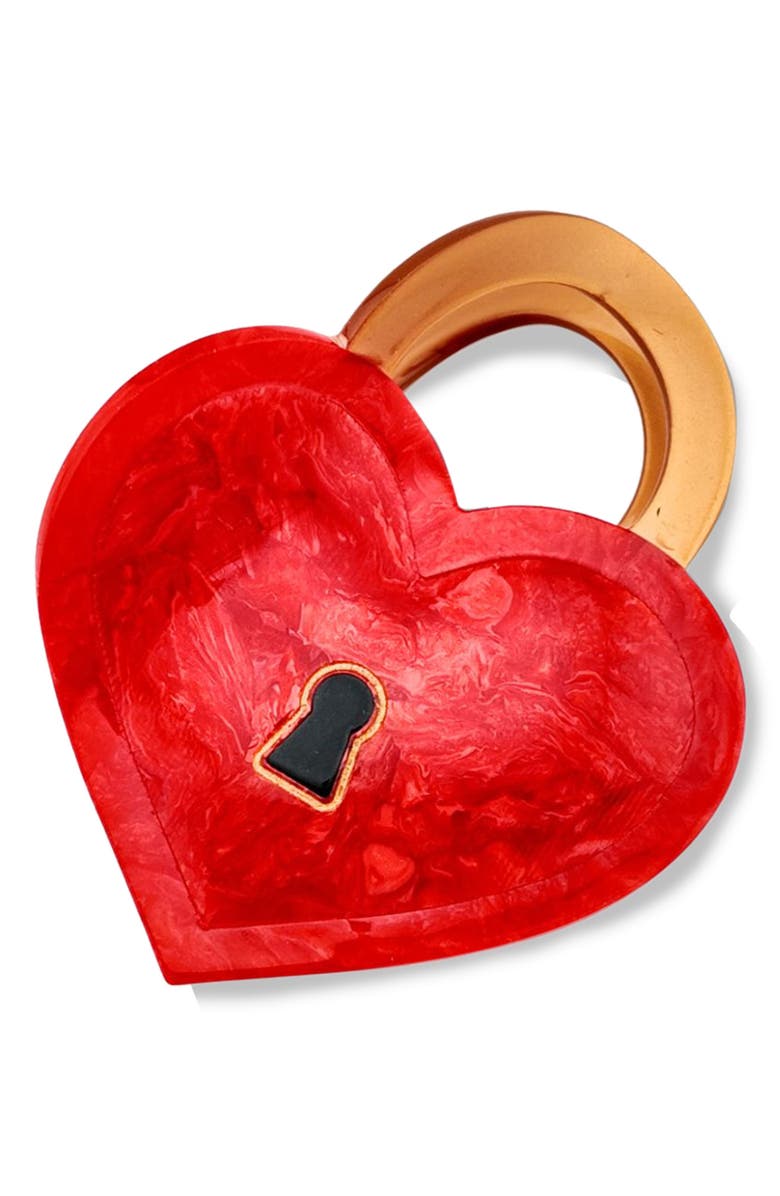 Solar Eclipse Padlock Heart Claw Clip, Main, color, 