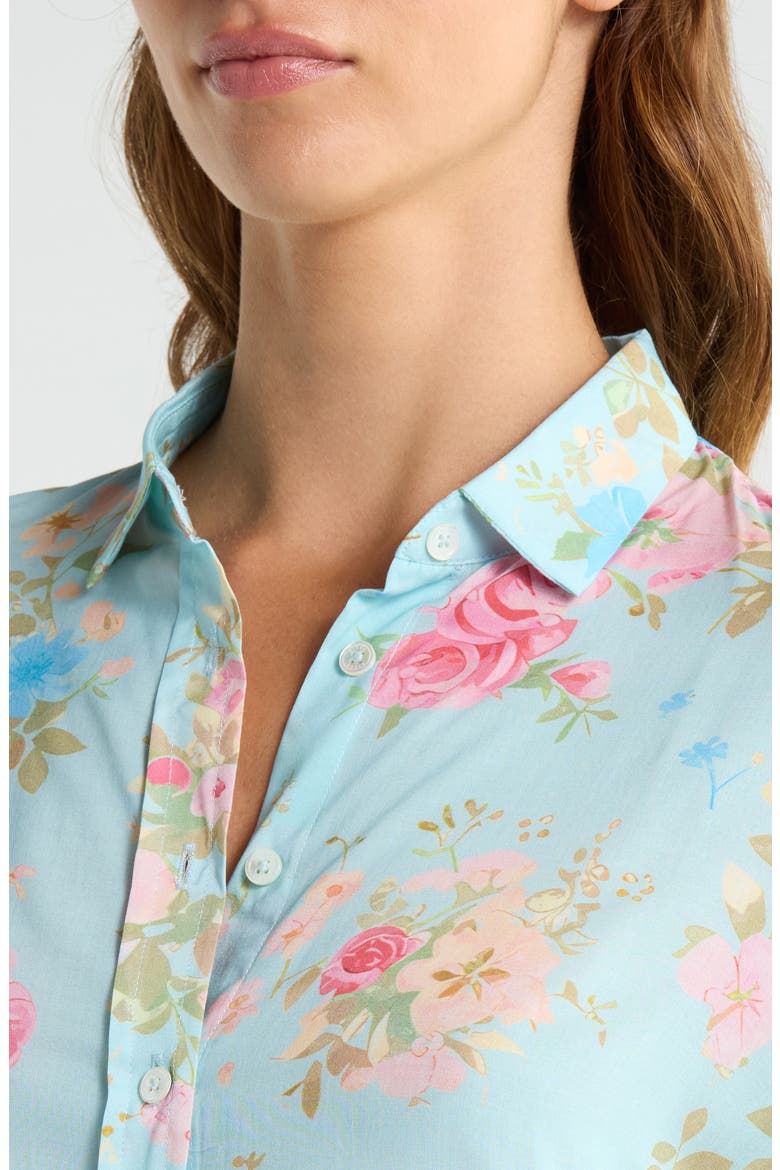 Floral Button-Up Shirt, Alternate, color, BLUE WATER ROSE