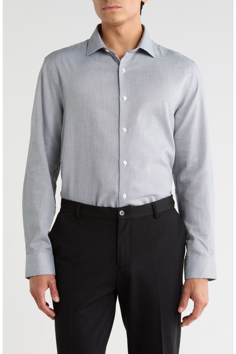 Parallel Textured Twill Button-Up Shirt, Main, color, ONYX
