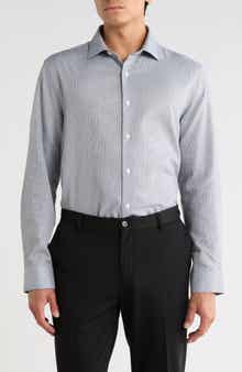 Parallel Textured Twill Button-Up Shirt