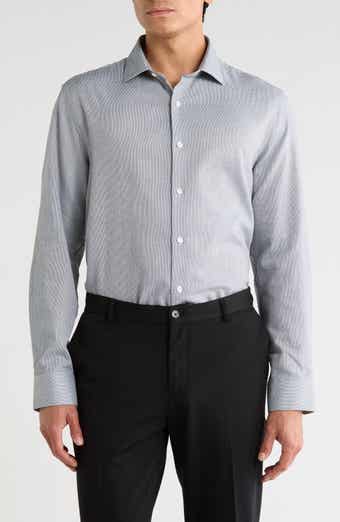 Parallel Textured Twill Button-Up Shirt