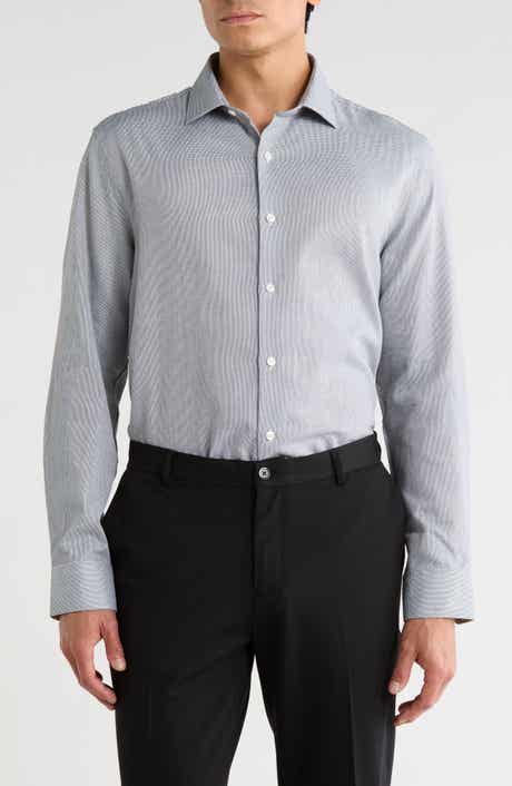 Parallel Textured Twill Button-Up Shirt