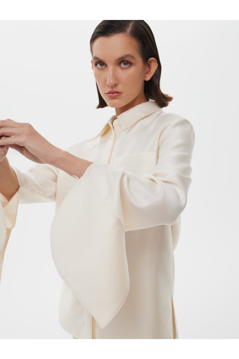 Silk-Wool Blend Fitted Shirt, Alternate, color, Cream White