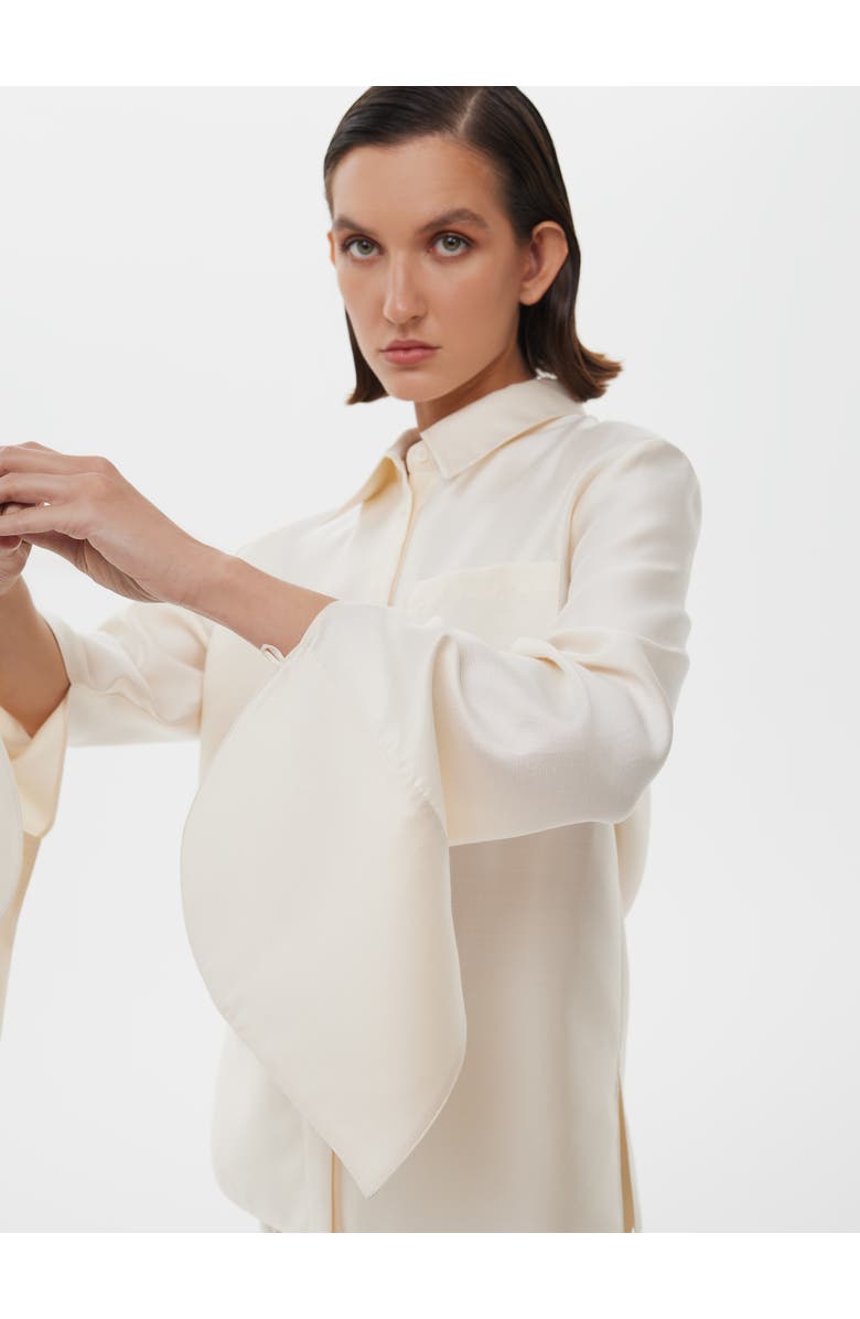 Alas Silk-Wool Blend Fitted Shirt, Alternate, color, Cream White