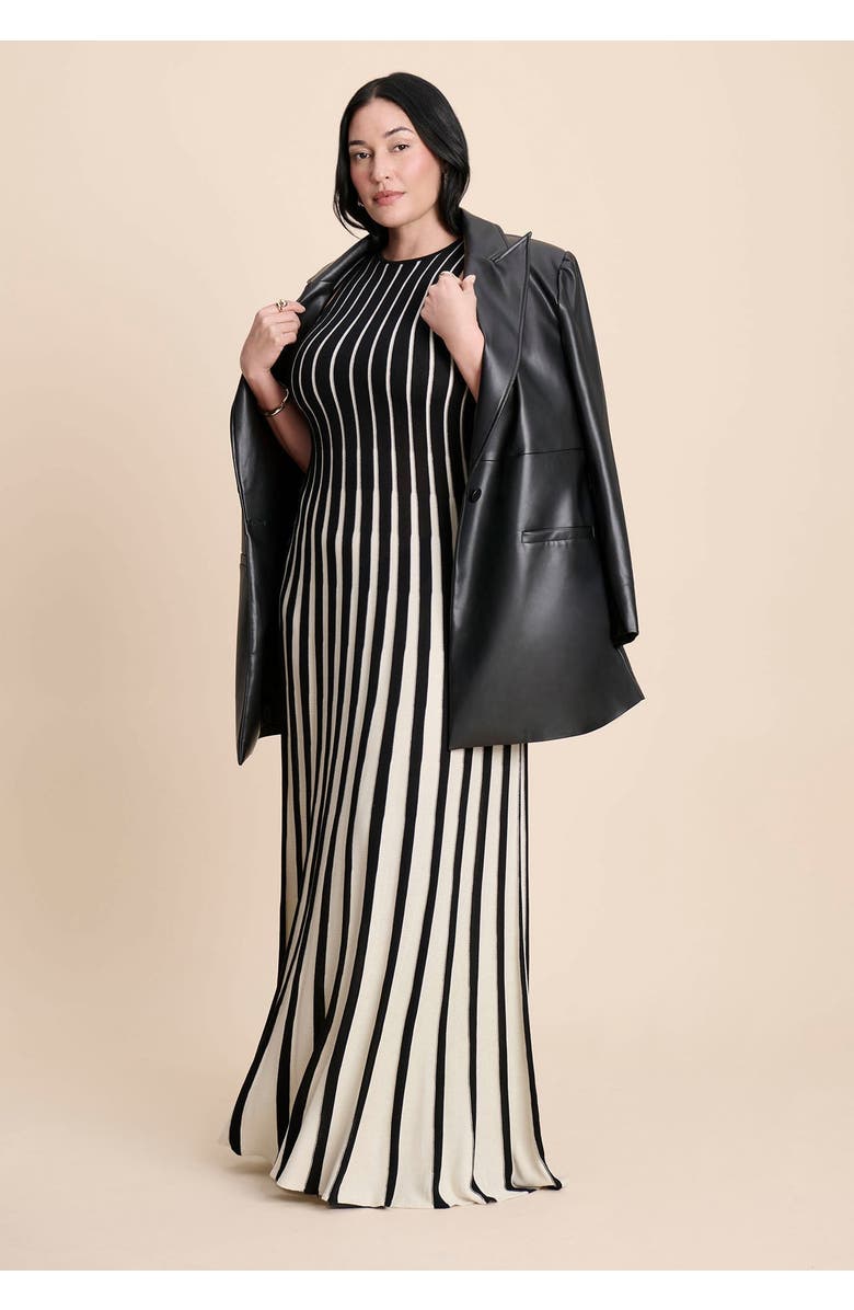 ELOQUII Two Tone Sweater Dress, Main, color, Black And Cream