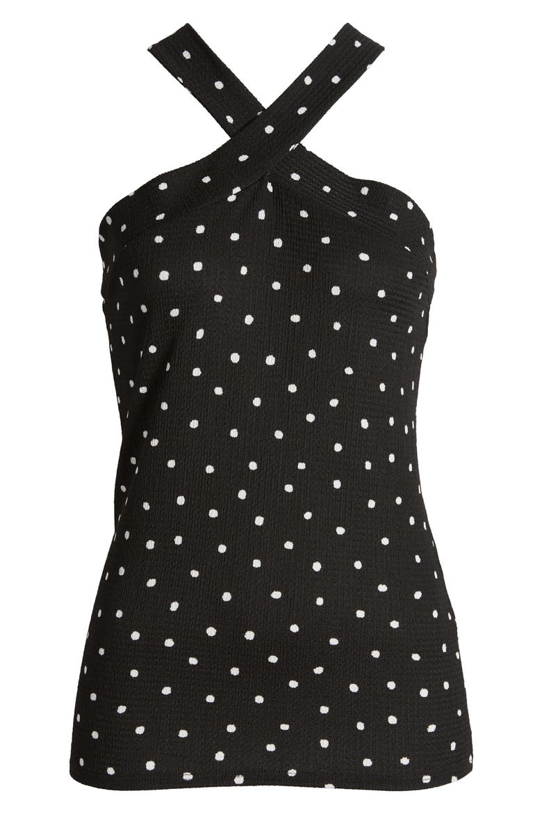 Polka Dot Halter Top, Alternate, color, BLACK