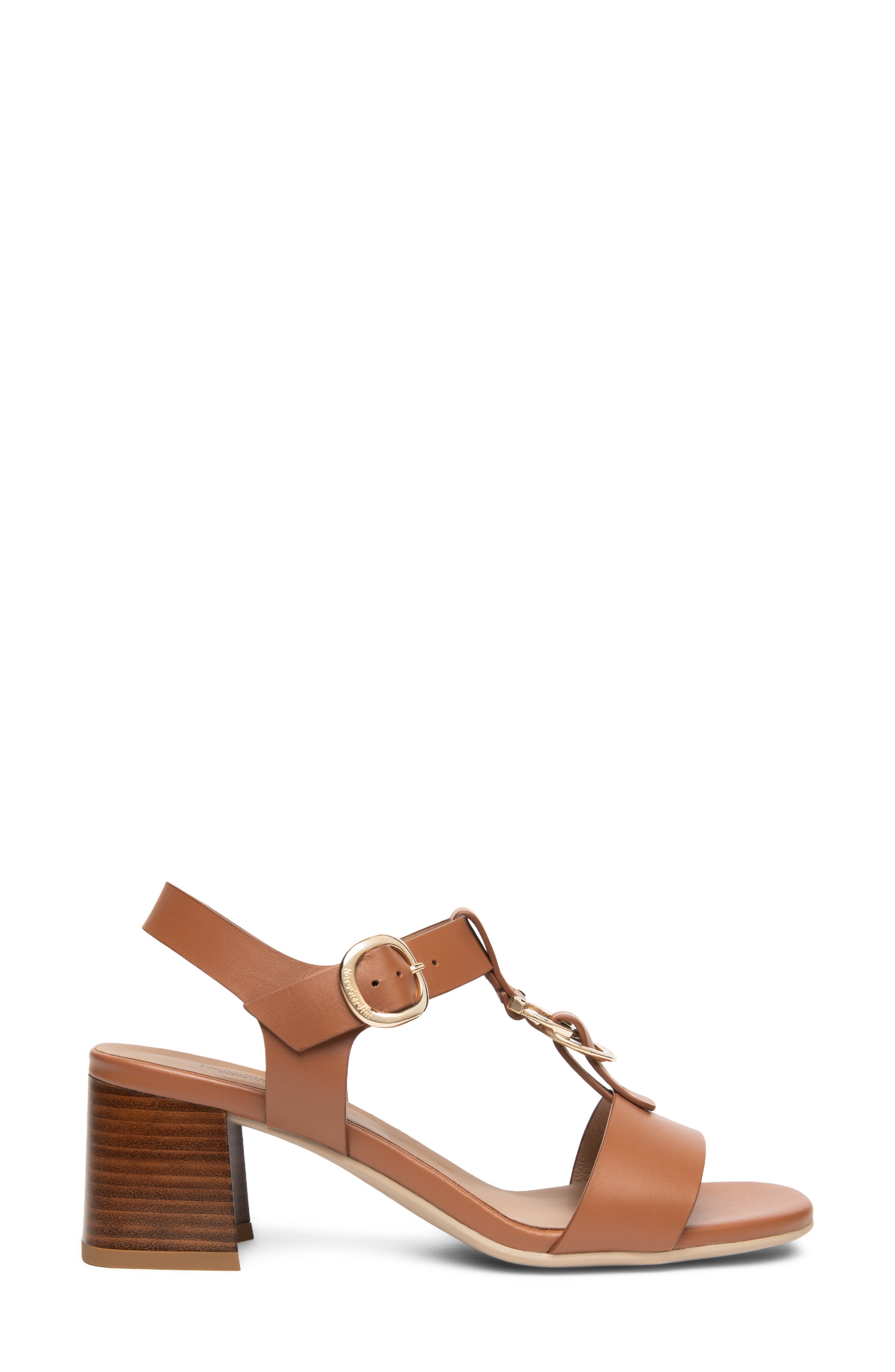 NeroGiardini T-Strap Block Heel Sandal, Alternate, color, Cognac