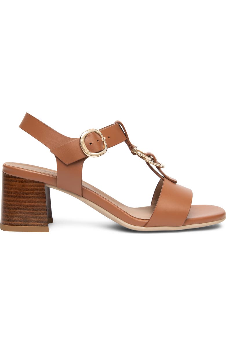 NeroGiardini T-Strap Block Heel Sandal, Alternate, color, Cognac