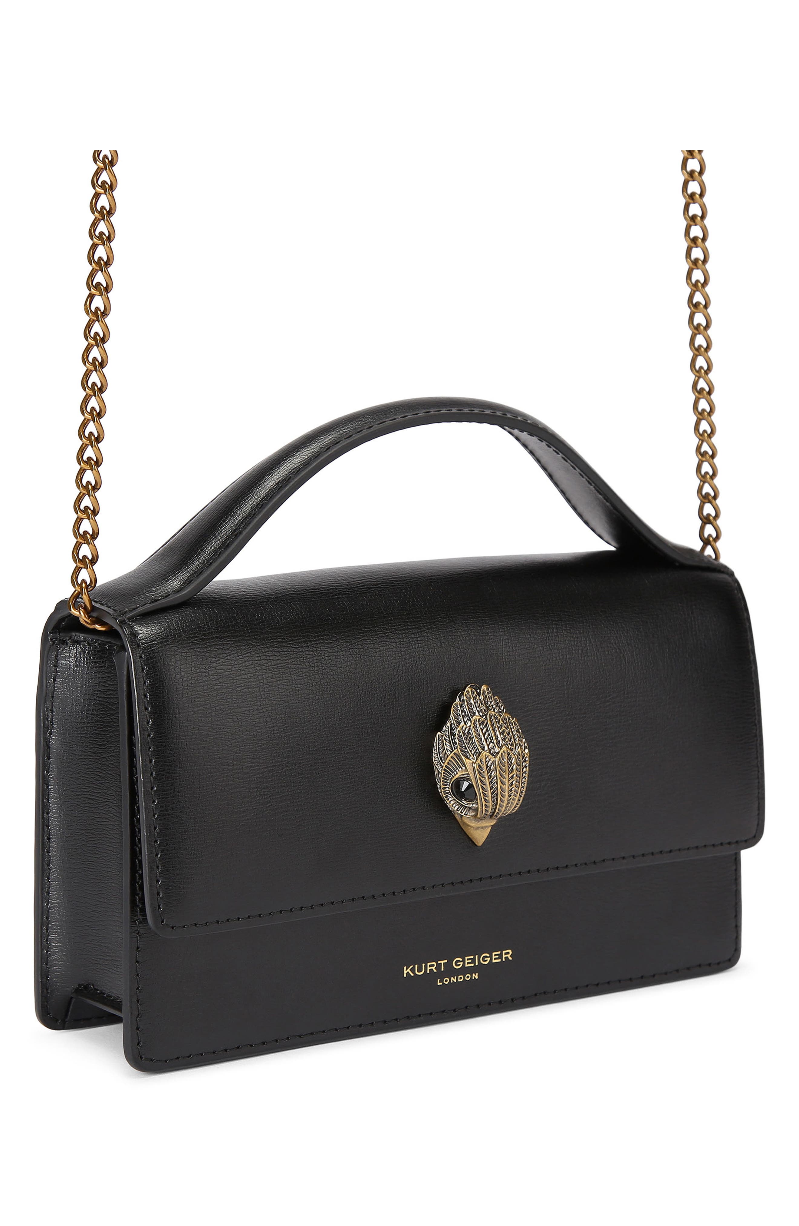 Kurt Geiger London Small Bond Leather Top Handle Bag, Alternate, color, Black