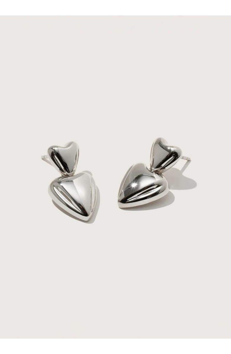 Otiumberg Heart Drop Earrings, Main, color, Silver