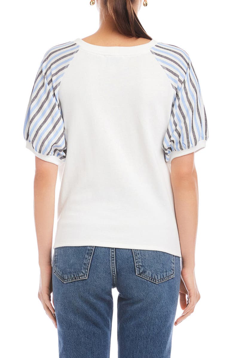 FIFTEEN TWENTY Jami Contrast Sleeve Tie Front Organic Cotton Top, Alternate, color, Off White