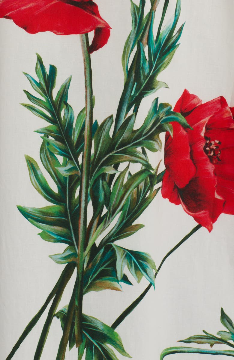 Dolce&Gabbana Poppy Print Cotton Poplin Button-Up Shirt, Alternate, color, 