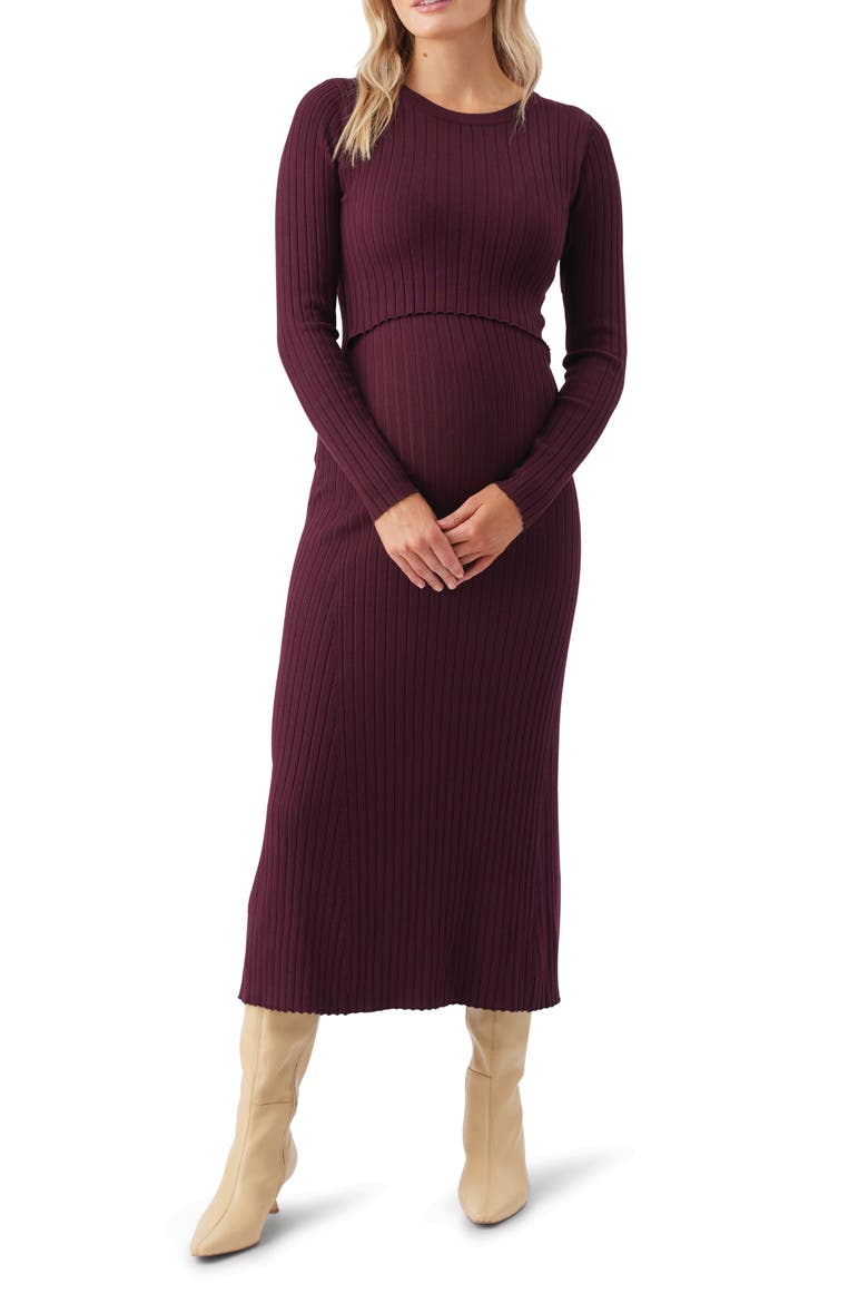 Eden Knit Nursing Dress, Main, color, Maroon