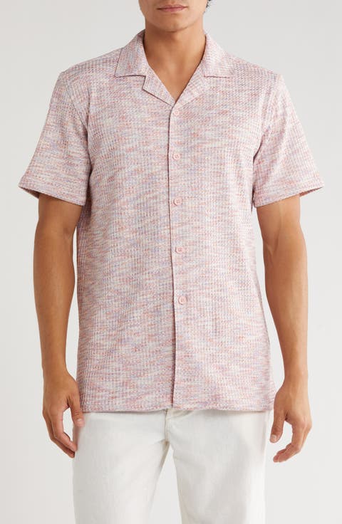 Mélange Short Sleeve Button-Up Shirt