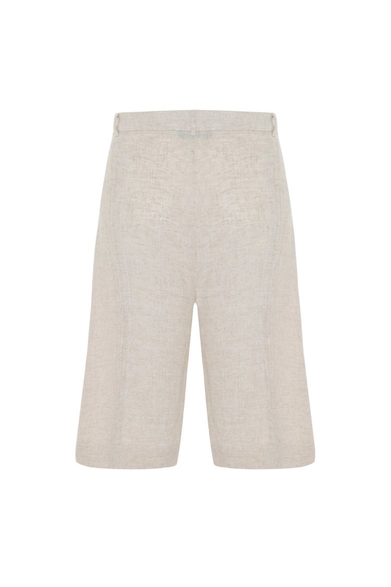 Daydreamers Linen Look Stitch Detail Shorts, Alternate, color, Beige