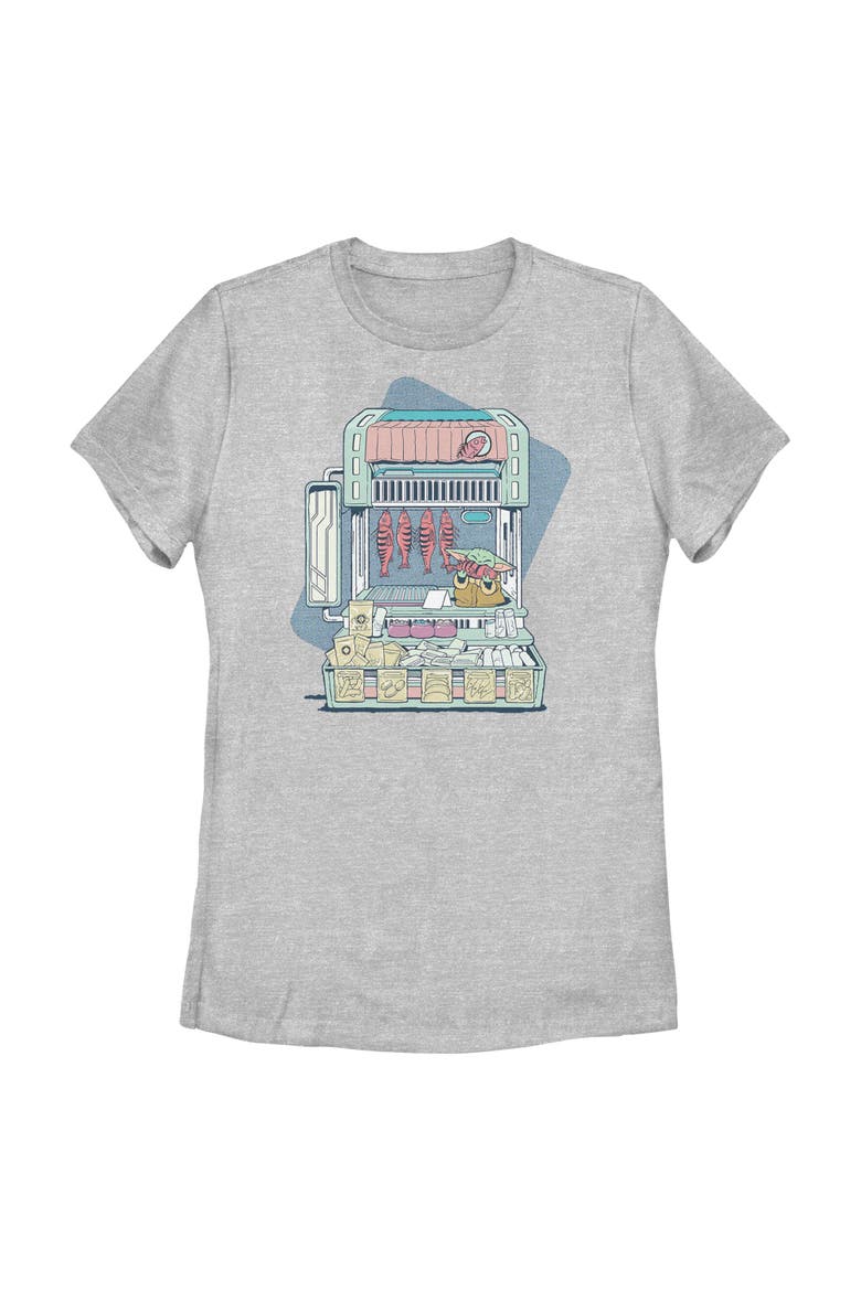 Women's Star Wars The Mandalorian and Grogu The Child Street Stall  Graphic T-Shirt, Main, color, Athletic Heather