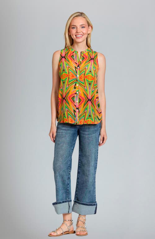 Apny Sleeveless Button-up Shirt In Green Multi
