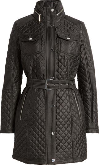 Michael Kors Belted Diamond Quilted Jacket with Stowaway