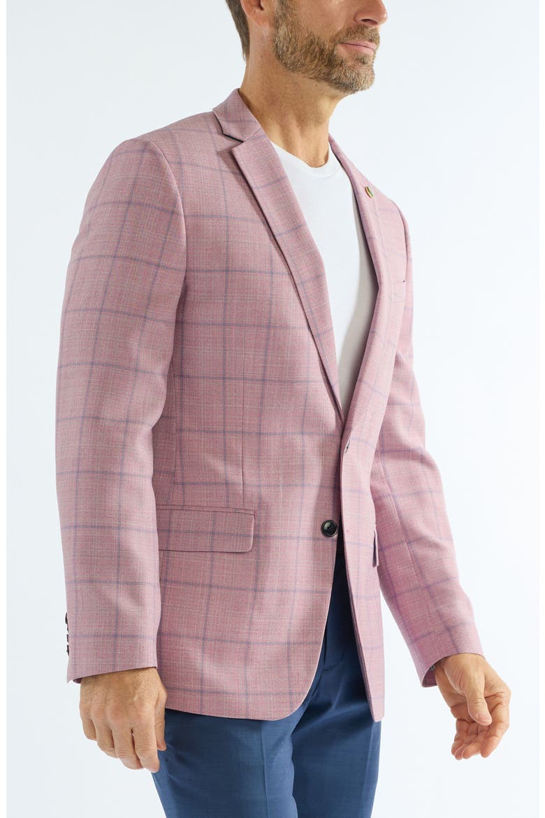 Windowpane Wool Blend Sport Coat, Alternate, color, BERRY