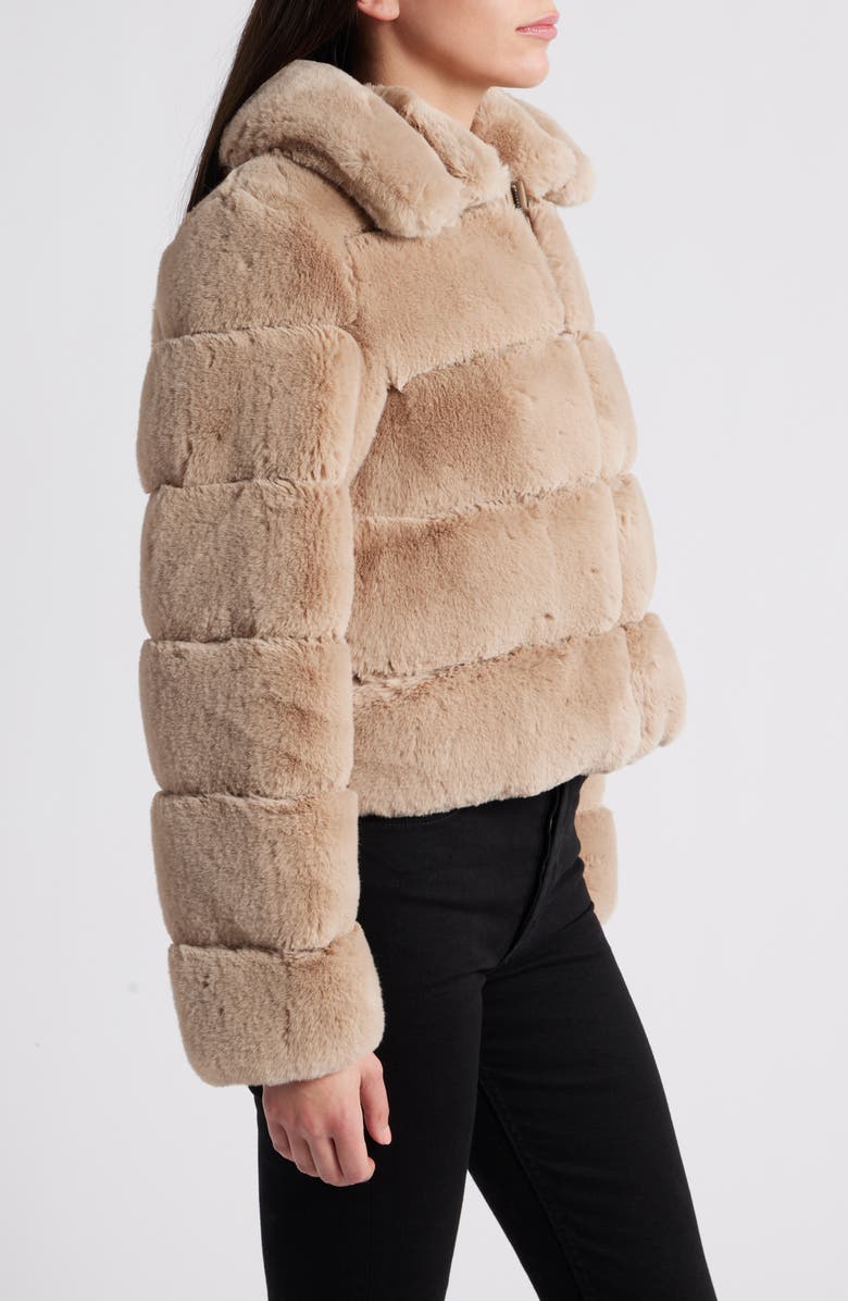 BCBG Max Azria Groove Quilted Faux Fur Coat, Alternate, color, Hazelnut