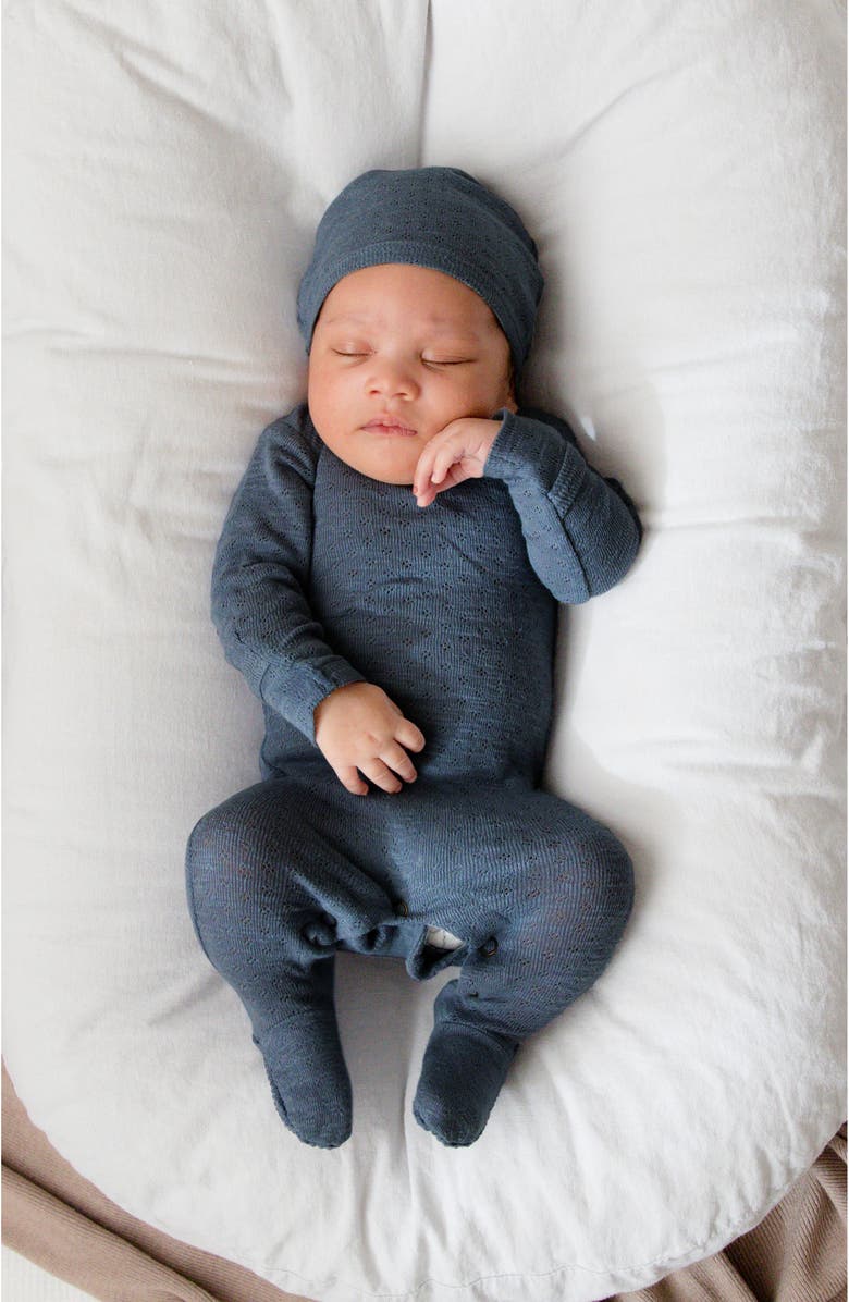 L'ovedbaby Organic Cotton Pointelle Footie, Alternate, color, Dolphin