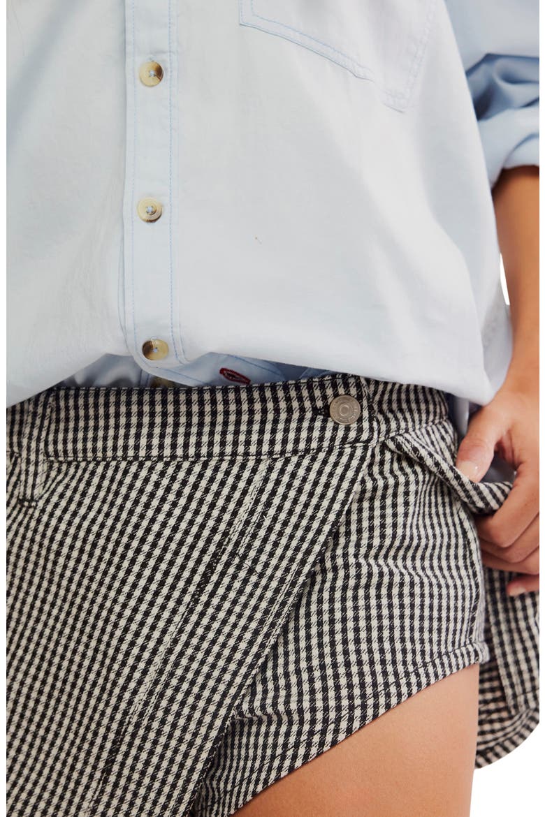 Georgie Micro Gingham Front Wrap Skort, Alternate, color, BLACK COMBO