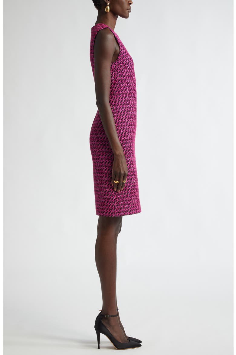 Honeycomb Tweed Sleeveless Sheath Dress, Alternate, color, BLACK/ WILD ORCHID MULTI