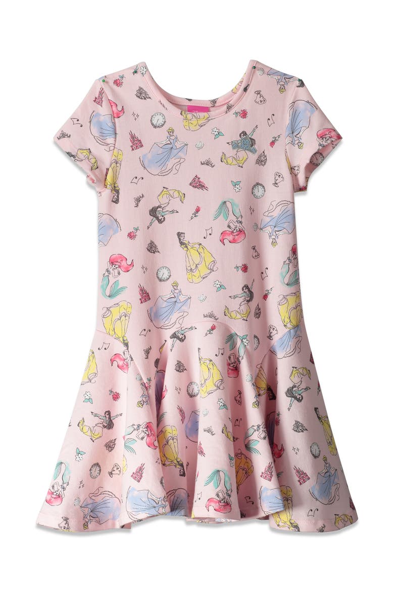 Princess Short Sleeve Skater Dress, Main, color, Princess Pink