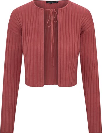 MiuMax Cropped Tie Front Open Knit Cardigan | Nordstrom