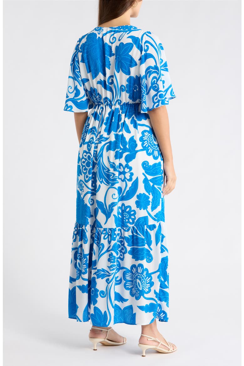 Maci Floral Lody Flare Maxi Dress, Alternate, color, WHITE-BLUE-MULTI