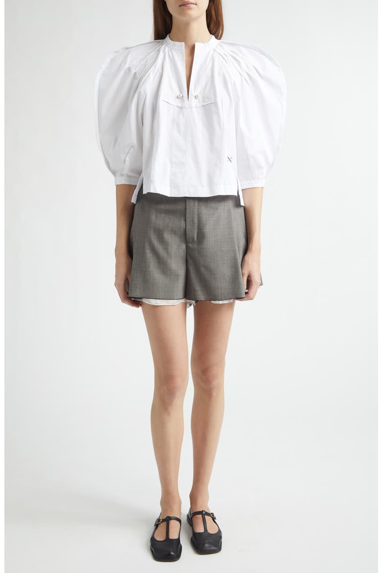 Split Virgin Wool Blend Shorts, Alternate, color, MORNING MIST