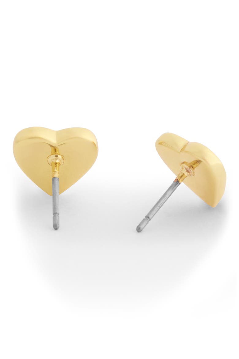 C Heart Stud Earrings, Alternate, color, GOLD