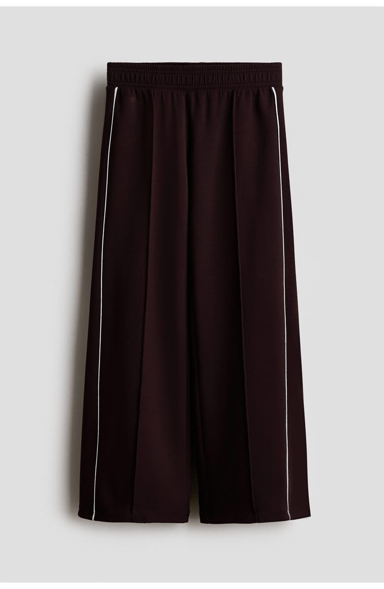 H&M Wide-leg Scuba Knit Track Pants, Alternate, color, Dark Brown