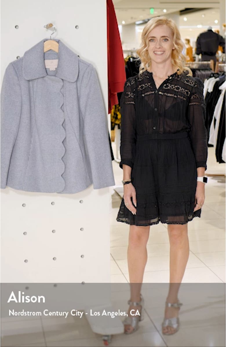 Aubrey Scalloped Houndstooth Check Coat, sales video thumbnail