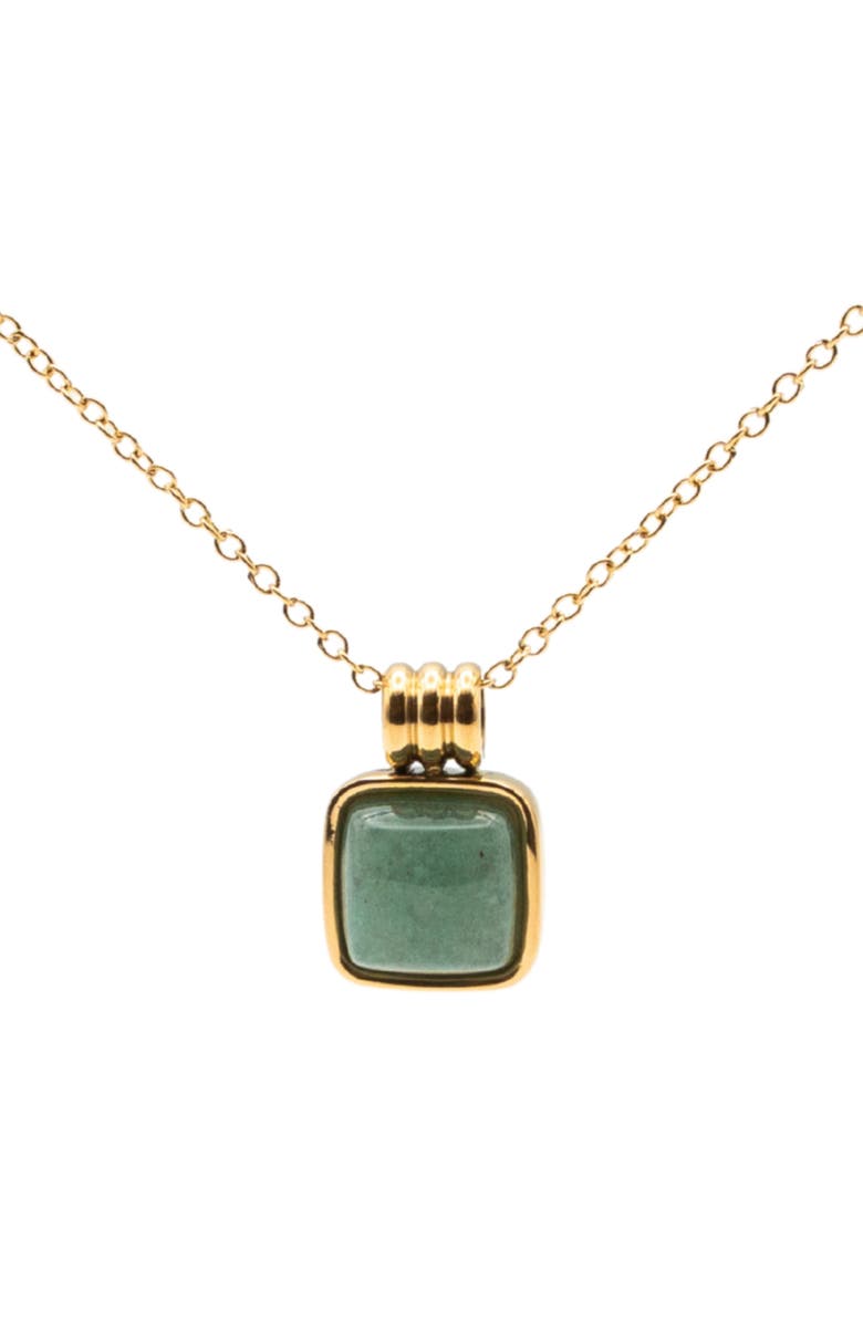seree Puzzle Square Jade stone pendant necklace, Main, color, Bright Green