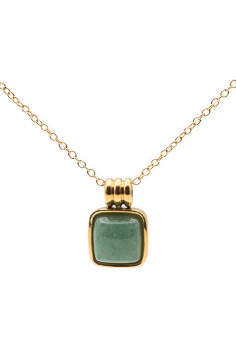 Puzzle Square Jade stone pendant necklace