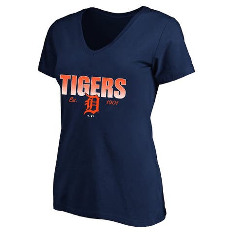 Women's Profile Navy Detroit Tigers Plus Size Wordmark V-Neck T-Shirt