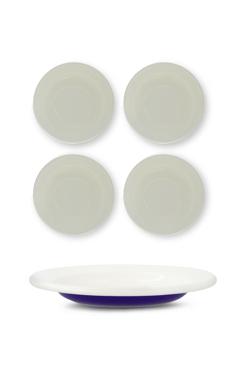 Two Tone Enamel Dinner Bowl - Set of 4, Main, color, Royal Blue & Ivory