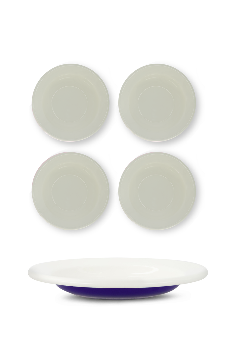 Elifle Two Tone Enamel Dinner Bowl - Set of 4, Main, color, Royal Blue & Ivory