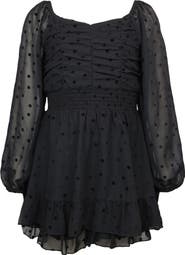 Zunie Kids' Flocked Dot Chiffon Skirted Party Romper