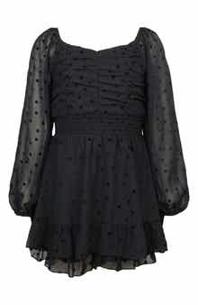 Zunie Kids' Flocked Dot Chiffon Skirted Party Romper