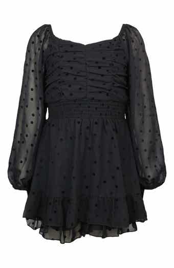 Zunie Kids' Flocked Dot Chiffon Skirted Party Romper