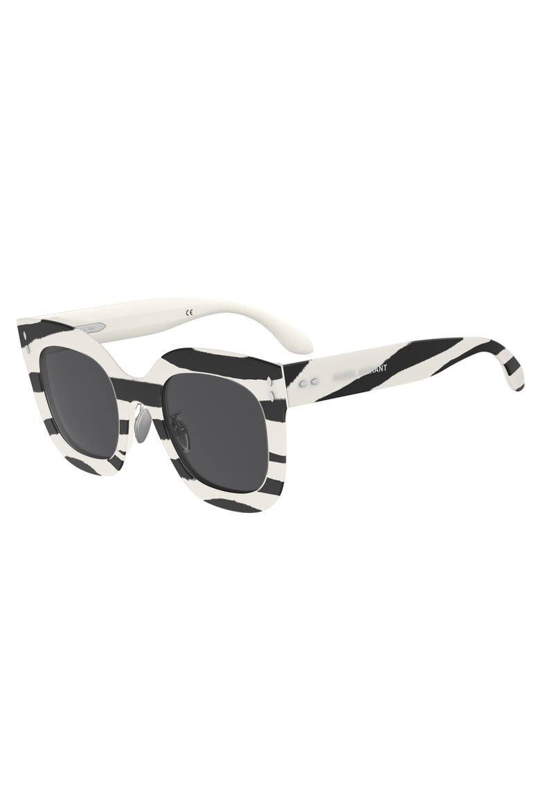 52mm Gradient Cat Eye Sunglasses, Alternate, color, IVORY PATTERN/ GREY