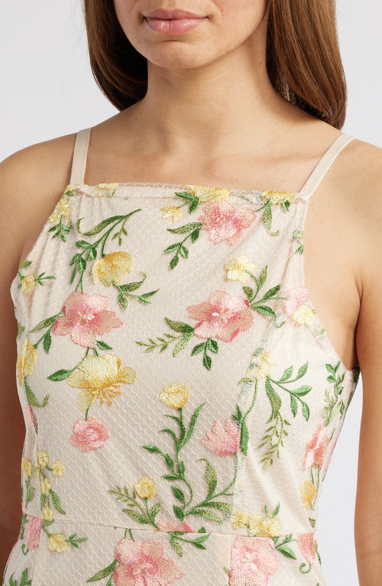 Sam Edelman Floral Embroidered Minidress, Alternate, color, Pink/ Yellow