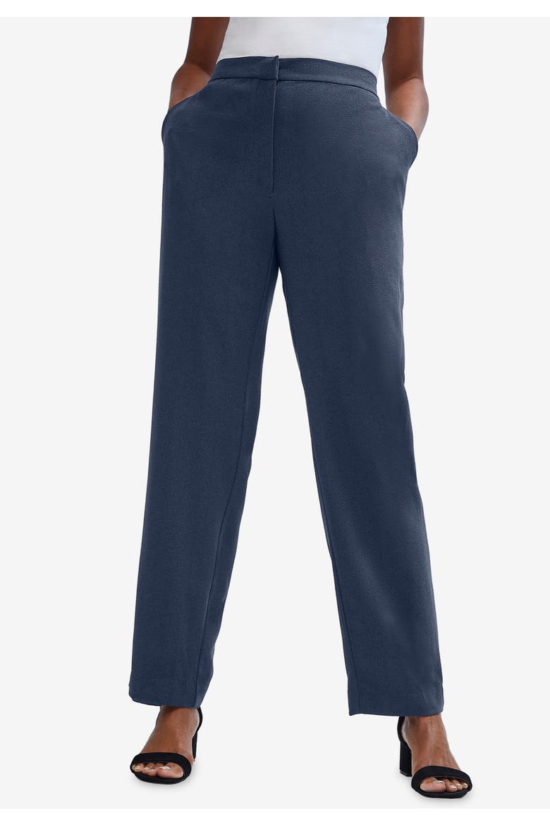 2-Piece Stretch Crepe Single-Breasted Pantsuit, Alternate, color, WHITE DOUBLE PINSTRIPE